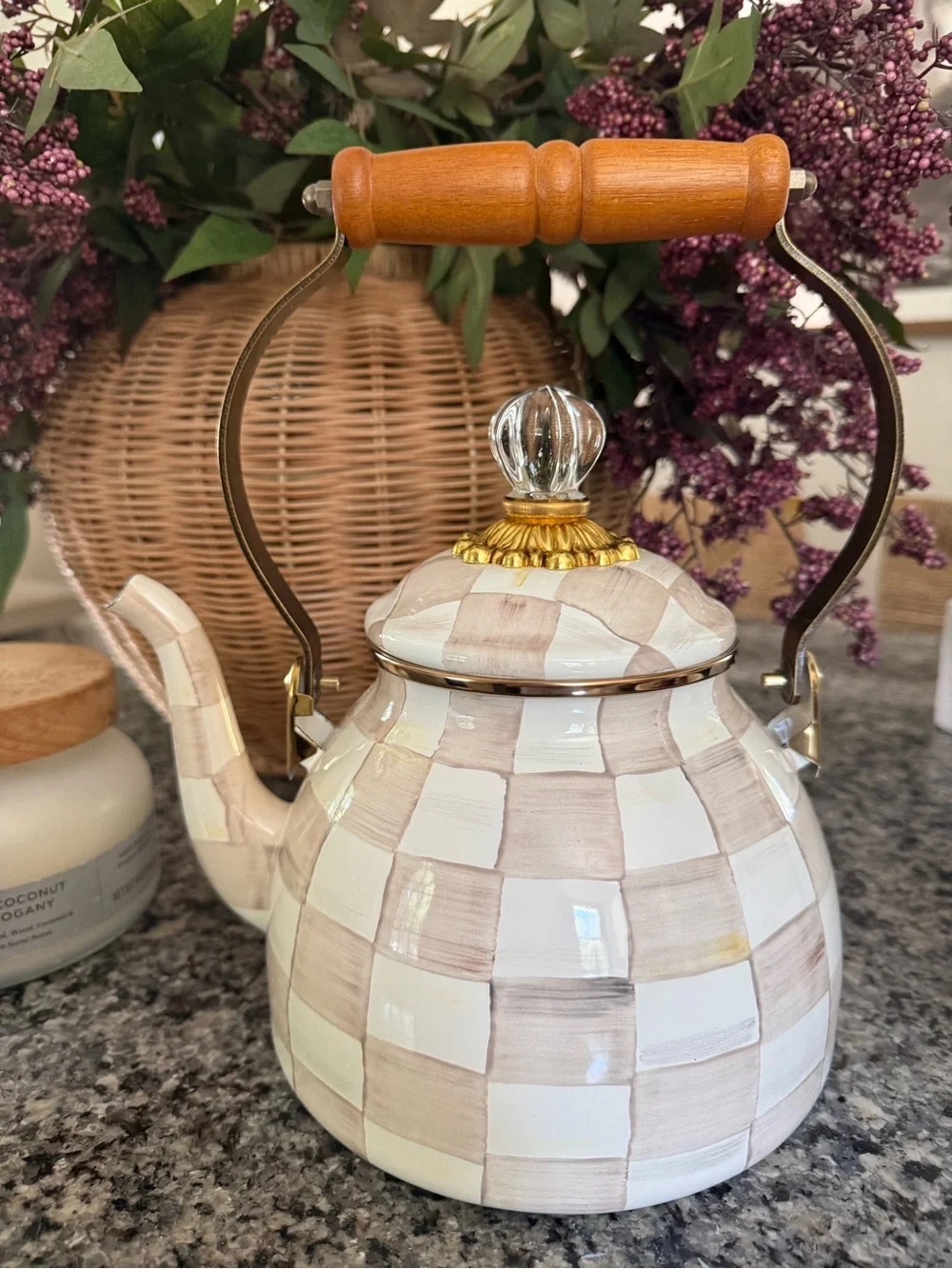 Mackenzie-Childs mocha check 2-Quart
